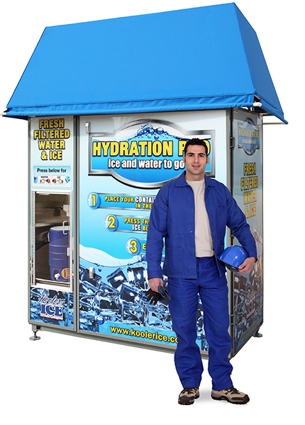 Customers using a Kooler Ice HYDRATION PRO water station